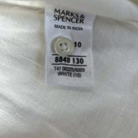Marks & Spencers White Linen Long Shirt - 10 (M) - Picture 6 of 7